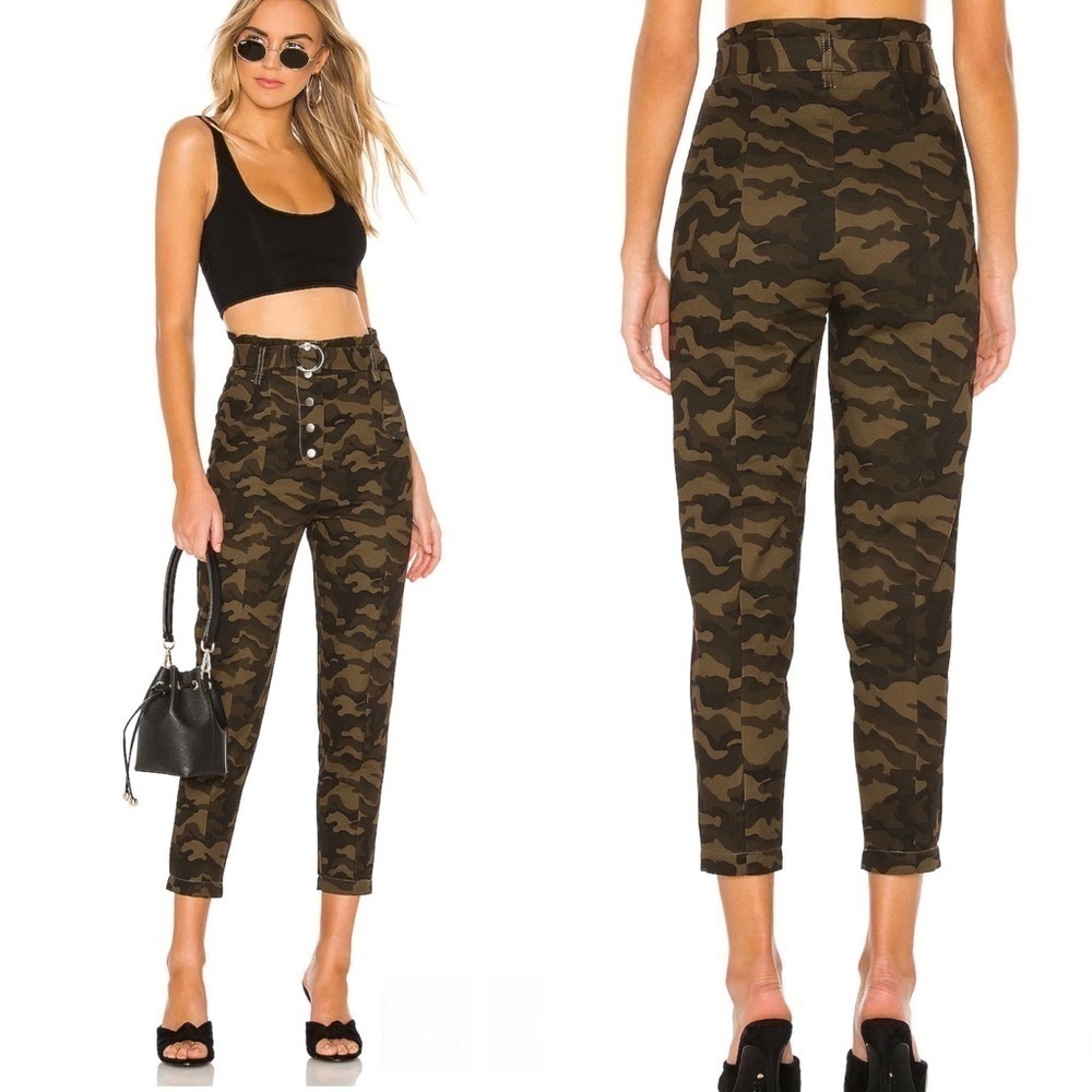 NWT Tularosa Paperbag High Waisted Klein Pants in Camo Size Extra Small